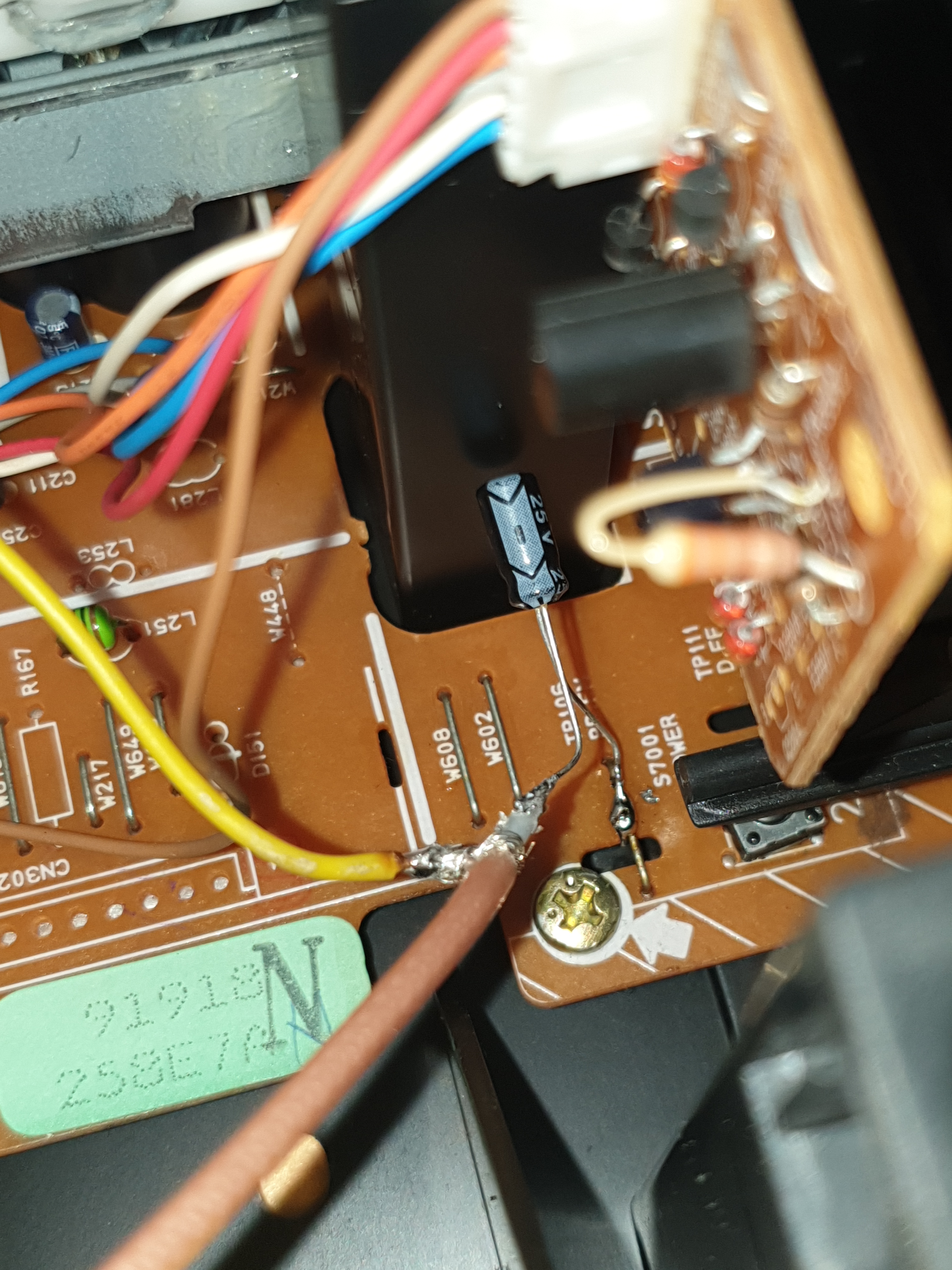 Cable tap in VCR - Close view